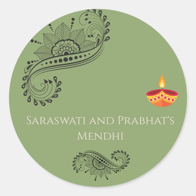 Adesivos personalizados de Mehendi (Frente)