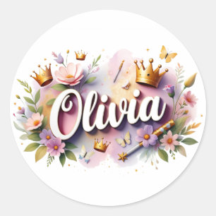 Adesivos Personalizados de Nome de Princesa Floral