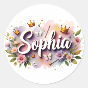 Adesivos Personalizados de Nome de Princesa Floral