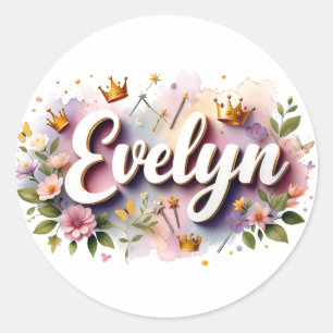 Adesivos Personalizados de Nome de Princesa Floral