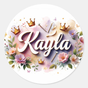 Adesivos Personalizados de Nome Floral de Princesa