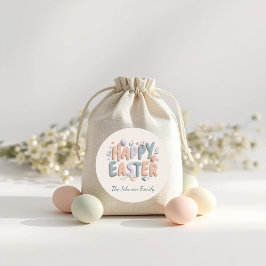 Adesivos Personalizados de Páscoa Feliz para Famíl