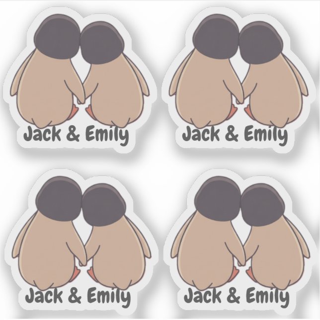 Adesivos Personalizados de Pinguim Fofo do Dia dos (Frente)