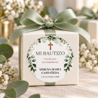 Adesivos Personalizados Mi Bautizo Batismo Folhage