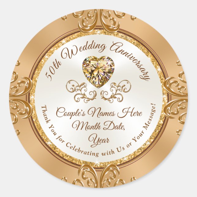 Adesivos Personalizados para 50º Aniversário Lindo (Frente)