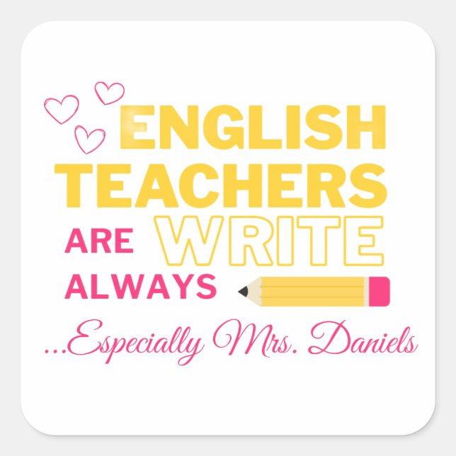 Adesivos personalizados para professores de inglês (Frente)