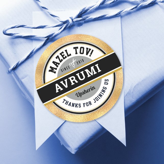 Adesivos Personalizados para Upsherin Dourados com (Criador carregado)