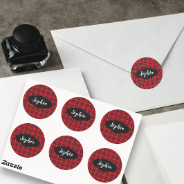 Adesivos Personalizados Xadrez Tartan Vermelho e P