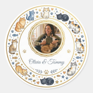 Adesivos Personalizáveis de Raças de Gatos com Fot