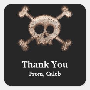 Adesivos Pretos com Crânio e Ossos Danificados