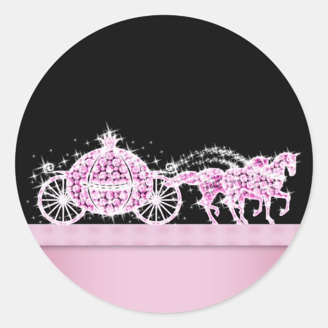 Adesivos Princesa Rosa Carruagem de Diamante Elega (Frente)