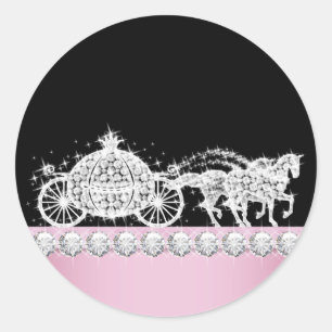 Adesivos Princesa Rosa Carruagem de Diamante Elega