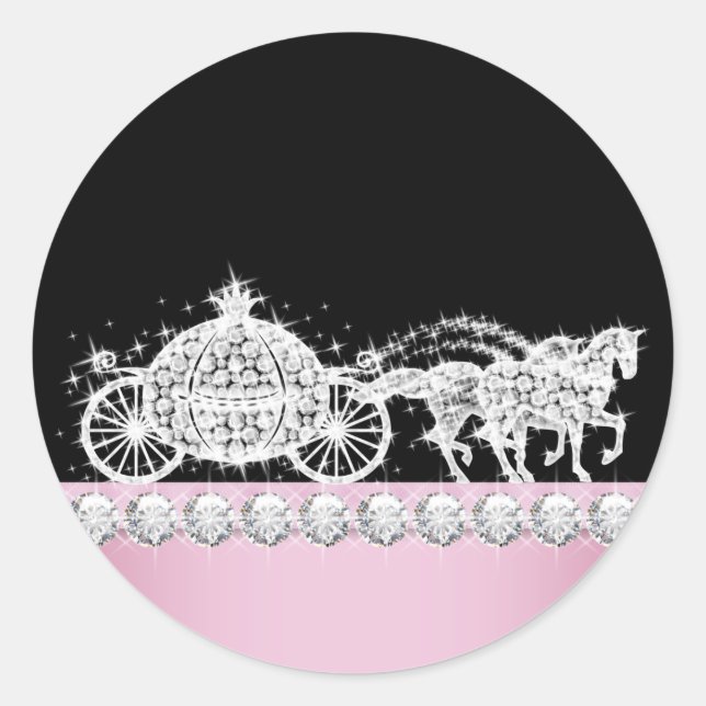 Adesivos Princesa Rosa Carruagem de Diamante Elega (Frente)