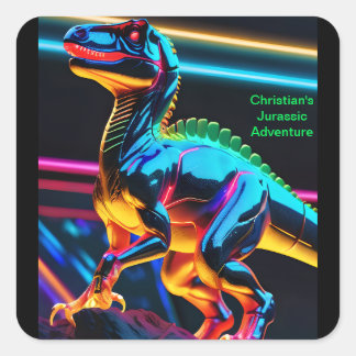 Adesivos Quadrados de Dinossauro Neon
