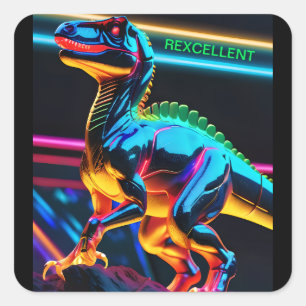 Adesivos Quadrados de Néon / Dinossauro