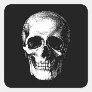 Adesivos Quadrados de Noiva de Halloween com Crâni