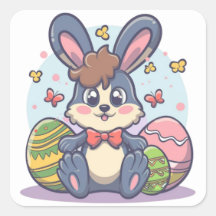 Adesivos Quadrados de Ovos de Coelhinho de Páscoa 