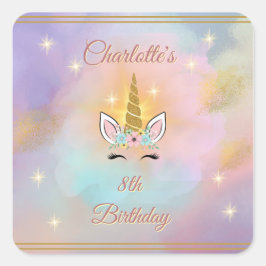 Adesivos Quadrados do Unicórnio Mágico | Favor de 