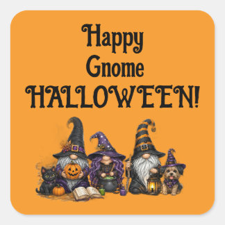 Adesivos Quadrados Feliz Gnome Halloween