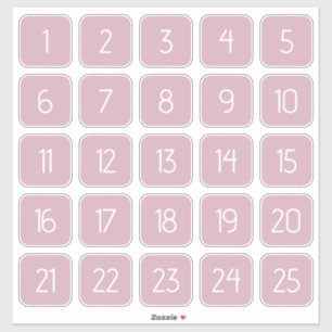 Adesivos Quadrados Numerados Dusty Mauve Personali