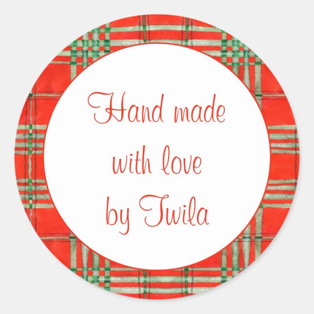 ADESIVOS "RED SCOTT TARTAN" REDONDOS DE 1,5" "FEIT (Frente)