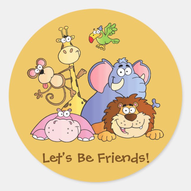 Adesivos redondos — Animais da selva (Frente)