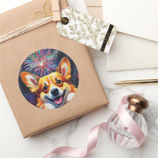 Adesivos redondos clássicos com Fireworks colorido