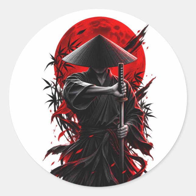 Adesivos Redondos Clássicos de Samurai (Frente)