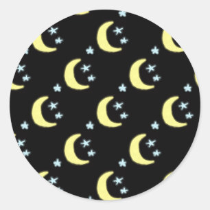 Adesivos redondos com brilho na lua (Preto e amare