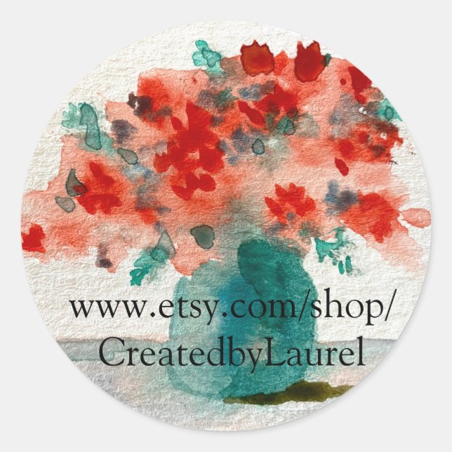 Adesivos redondos com Design floral para Etsy (Frente)