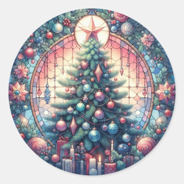 Adesivos Redondos de Árvores de Natal (Frente)