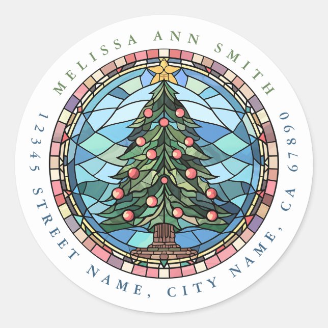 Adesivos Redondos de Árvores de Natal (Frente)