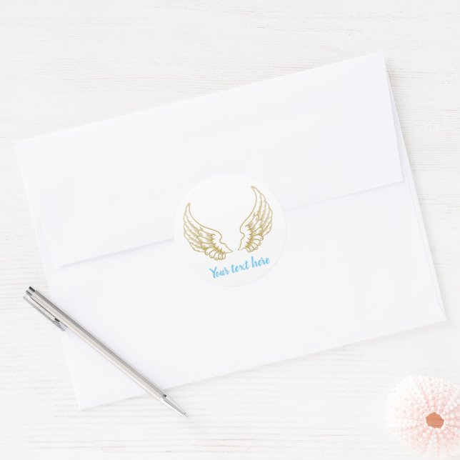 ADESIVOS REDONDOS DE ASAS DE ANJO PERSONALIZÁVEIS (Envelope)