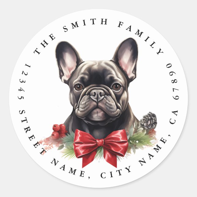 Adesivos redondos de Buldogue francês (Frente)