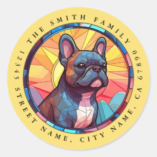 Adesivos redondos de Buldogue francês