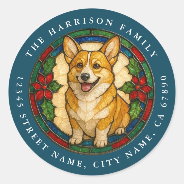 Adesivos Redondos de Cachorro Corgi (Frente)