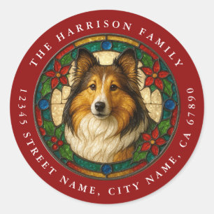 Adesivos Redondos de Cachorro Shetland Sheepdog
