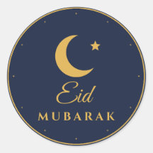 Adesivos Redondos de Crescente Dourado do Eid Muba