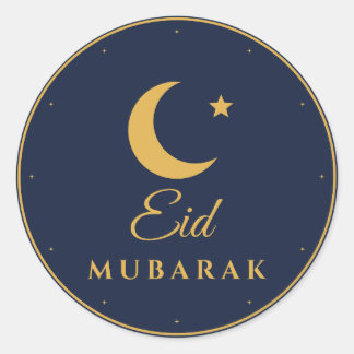 Adesivos Redondos de Crescente Dourado do Eid Muba