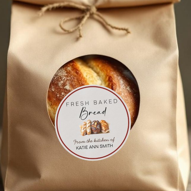 Adesivos Redondos de Etiqueta de Padaria de Pão Ca (Custom bread sticker for homemade baked goods)