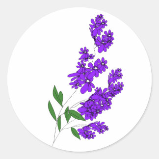 Adesivos Redondos de Flor Silvestre Roxa
