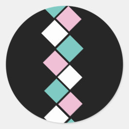 Adesivos redondos de Harlequin (Preto, Aqua e Rosa