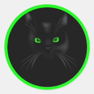 Adesivos redondos de olhos verdes de gato preto