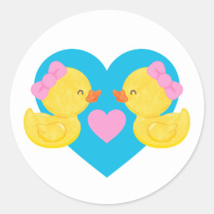 Adesivos Redondos de Pato de Borracha de Menina Gê