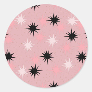 Adesivos Redondos de Starbursts Atômicos Rosa