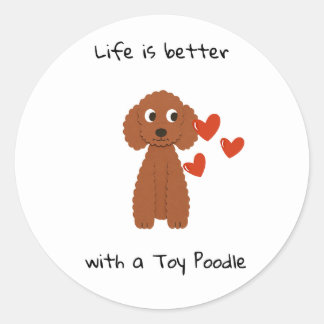 Adesivos redondos de Toy Poodle fofos