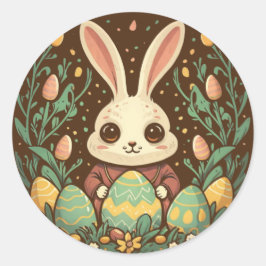 Adesivos Redondos do Coelhinho da Páscoa Vintage F