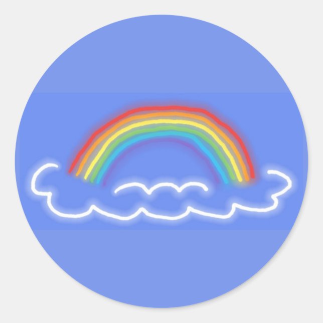 Adesivos redondos Neon Rainbows (Azul Denim) (Frente)