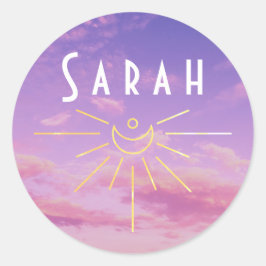 Adesivos Redondos Nome Sarah Sol Boho Hippie