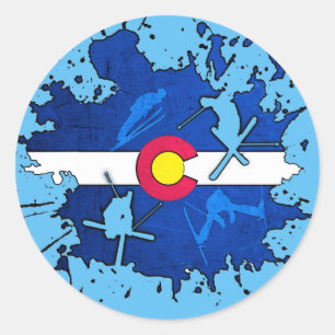 Adesivos redondos para esqui do Colorado flag